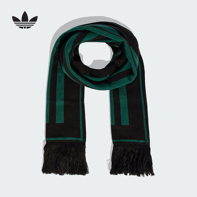 adidas阿迪达斯三叶草2025冬复古足球风运动围巾保暖 JW7935