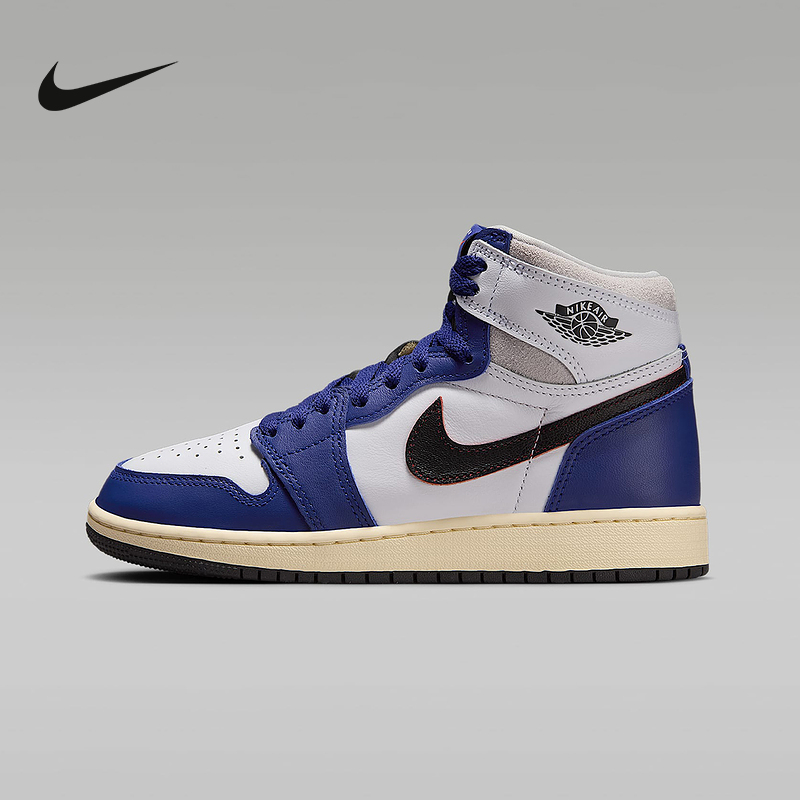耐克女鞋Air Jordan 1 High OG AJ1白蓝高帮复古篮球鞋FD1437-100