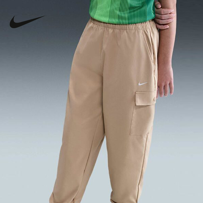 NIKE耐克男女童装25秋季新款运动休闲透气锥形梭织长裤FZ5554-200