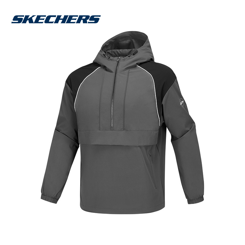 Skechers斯凯奇春季新款中性运动休闲连帽梭织外套 P424U011-02KY