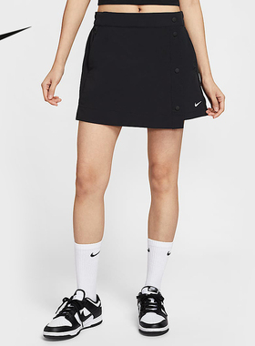 NIKE耐克梭织短裤女25夏新款运动休闲刺绣小标排扣裙裤HM6980-010