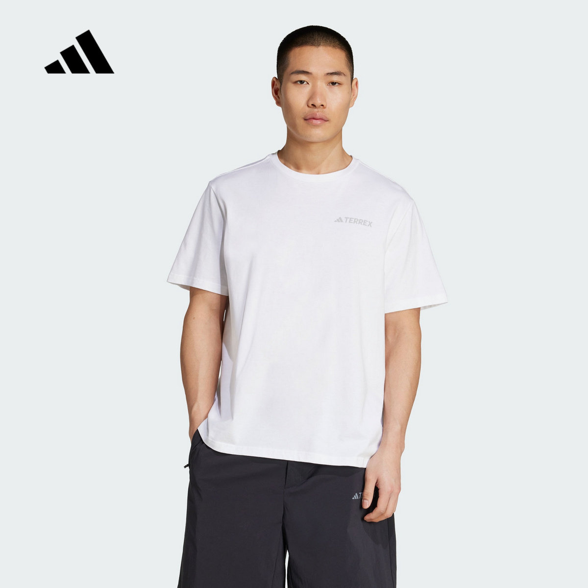 adidas阿迪达斯户外露营风半截袖2025夏男Polygiene短袖T恤JI8327