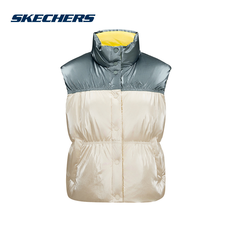Skechers斯凯奇2024冬女夹克上衣保暖休闲羽绒背心 L424W032-00V7