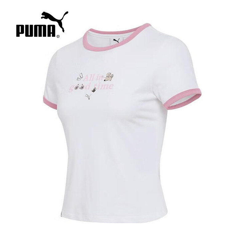 PUMA彪马短袖女装2025夏新款运动服休闲透气圆领短款T恤634798-02