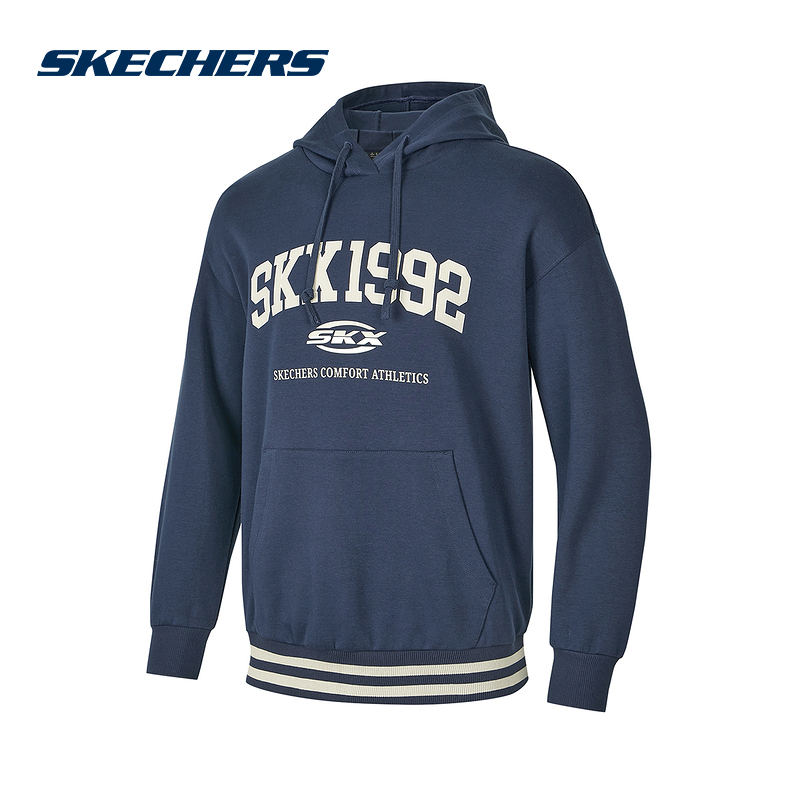 Skechers斯凯奇秋冬季男女同款时尚百搭针织连帽套头卫衣P424U023