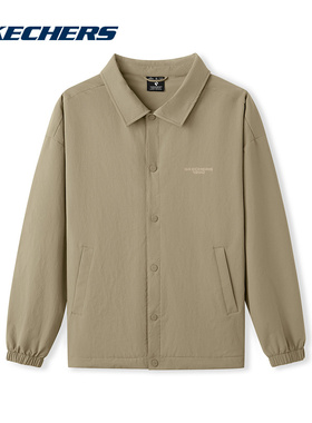 斯凯奇25秋男女同款宽松插肩袖翻领梭织夹克外套 L325U020-03EN