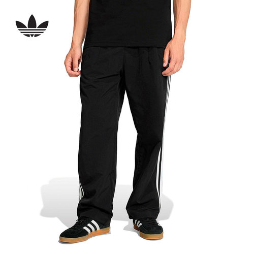 adidas阿迪达斯三叶草三条纹宽松运动裤2026春男梭织长裤 KE3589