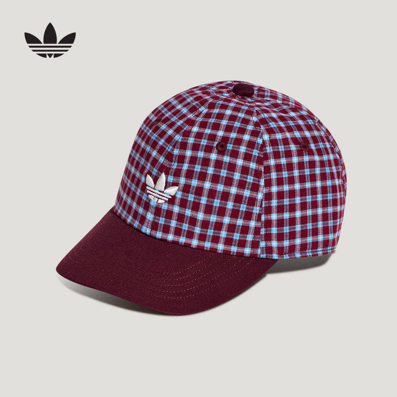 adidas阿迪达斯三叶草PLAID CAP格纹运动遮阳棒球帽夏