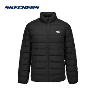 SKECHERS斯凯奇排骨羽绒服冬装黑色保暖外套夹克 L425U086-0018