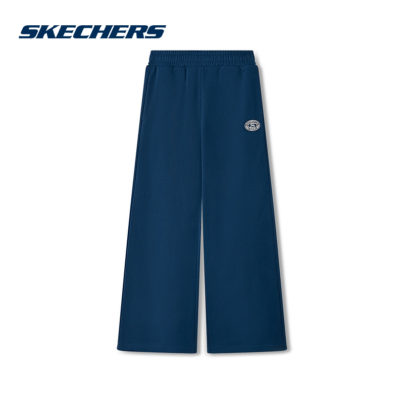 SKECHER斯凯奇宽松阔腿休闲运动裤25冬女舒适长裤 L425W037-04PT