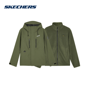 Skechers斯凯奇男摇粒绒保暖针织外套 016C 梭织连帽外套L324M148