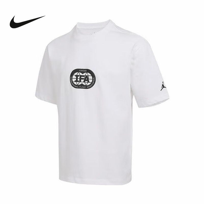 Jordan耐克男子夏季新款休闲印花透气圆领短袖运动T恤HV4555-100