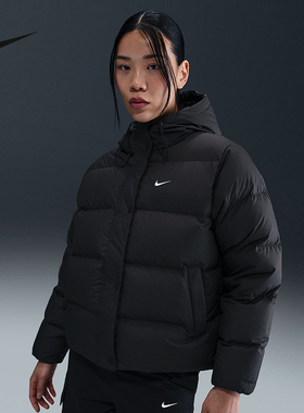 Nike耐克女子冬羽绒服HERMA-FIT宽松拒水保暖连帽夹克IH0728-010