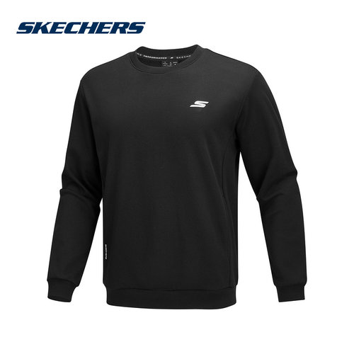 Skechers斯凯奇黑色简约圆领套头衫2025冬男卫衣 P425M017/0018