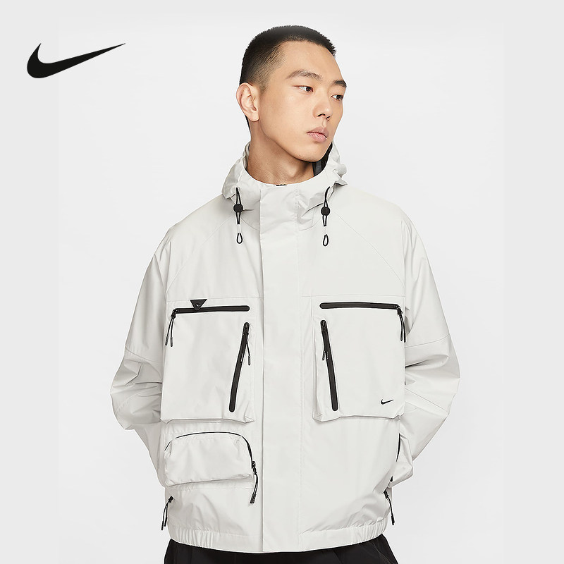 Nike耐克外套男夏新款户外登山宽松连帽多口袋工装夹克HJ2945-121