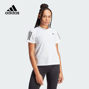 阿迪达斯速干短袖 T恤IK7442 女夏新款 圆领宽松上衣白色运动半袖