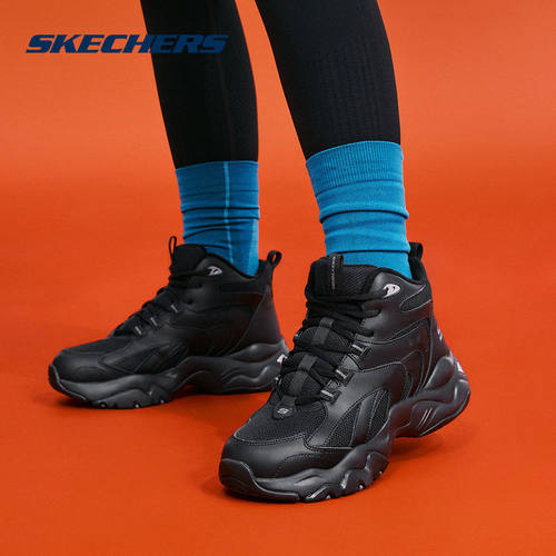 Skechers斯凯奇冬女鞋厚底老爹鞋加绒保暖高帮休闲鞋 168014/BBK