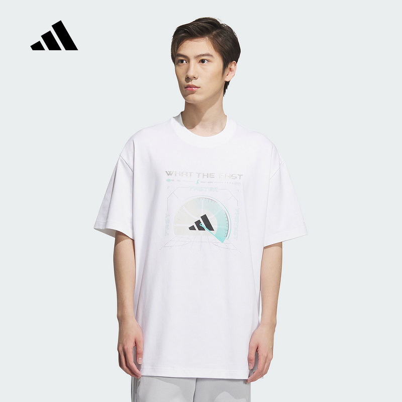 adidas阿迪达斯篮球风宽松半袖2025夏男白色GRAPHIC短袖T恤KA2296