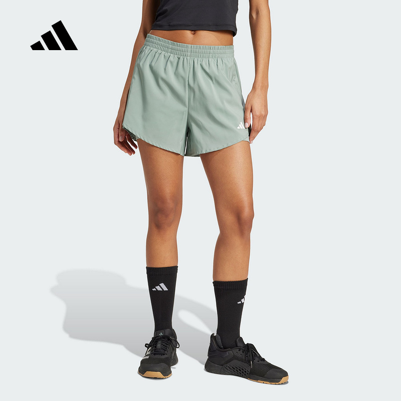 adidas阿迪达斯二合一运动健身短裤2025夏女梭织内置紧身裤JN1364