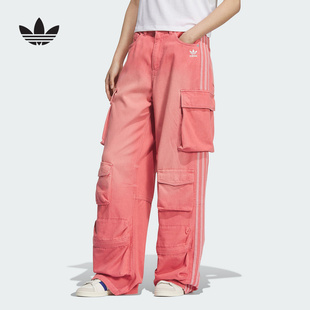 宽松运动女牛仔长裤 KC5869 三叶草多口袋工装 adidas阿迪达斯冬季