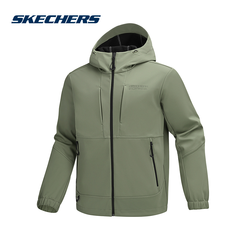 SKECHERS斯凯奇男士简约休闲加绒连帽夹克梭织外套P425M107-04YD