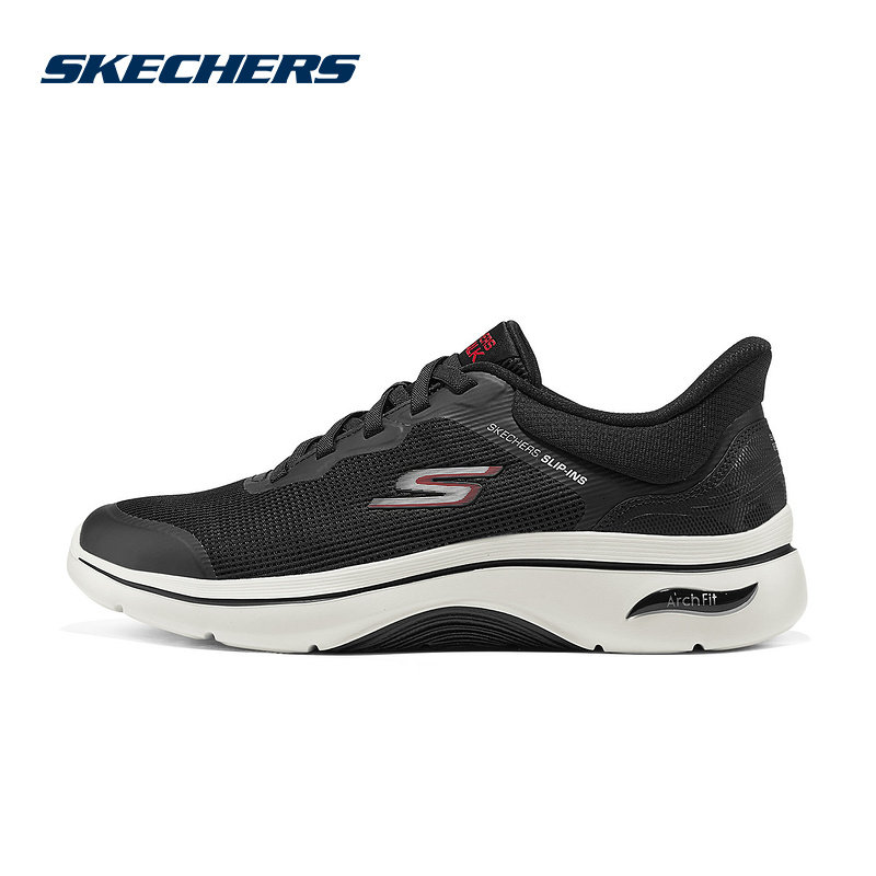 SKECHERS斯凯奇夏季男子缓震轻便透气健步运动休闲鞋 216653-BKRD