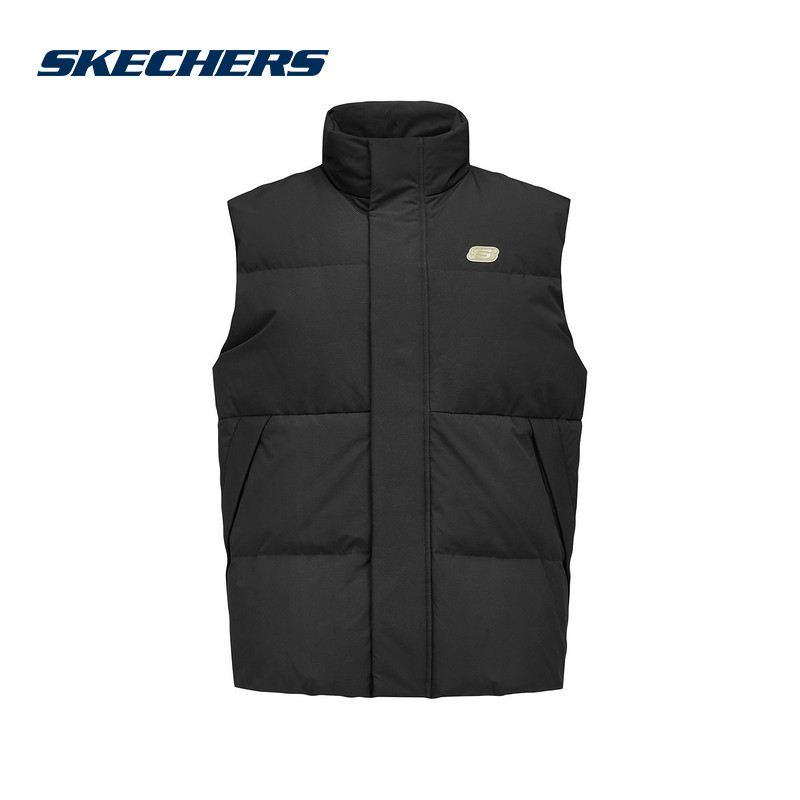 Skechers斯凯奇2024冬男保暖舒适耐穿梭织羽绒背心L424M199/0018
