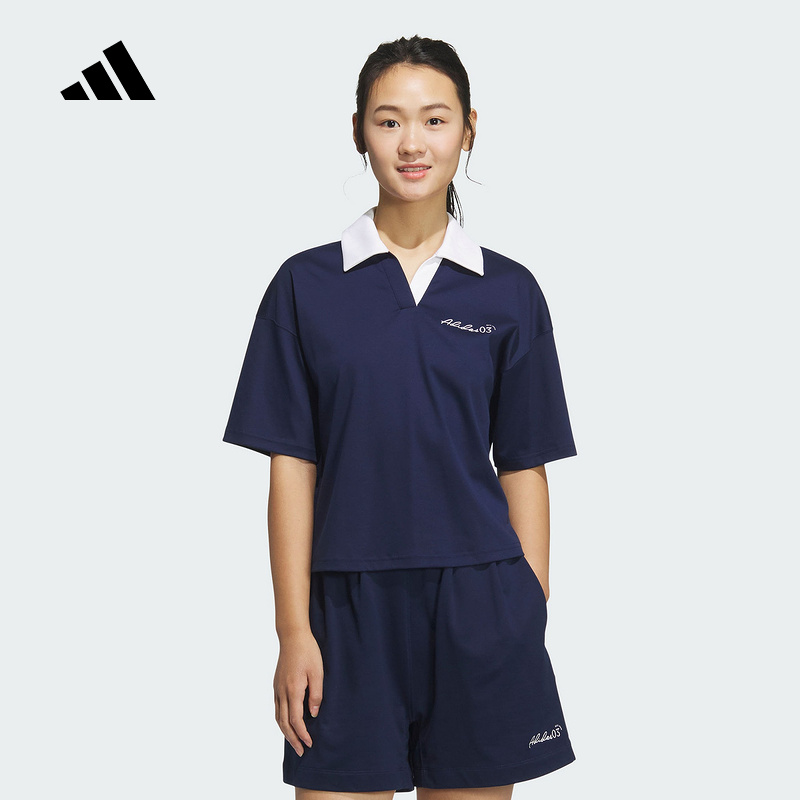 adidas阿迪达斯2025夏女凉感纯棉运动休闲短袖翻领POLO衫 JZ5845