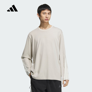 KC3888 圆领T恤宽松 adidas阿迪达斯2025春新款 男棉运动休闲长袖