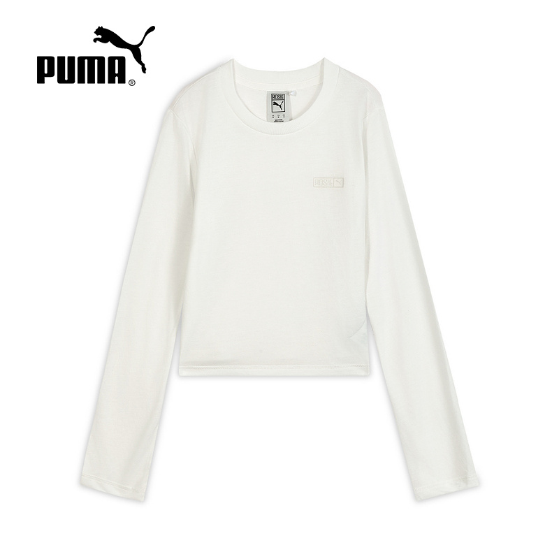 PUMA彪马ROSE联名款纯色修身短款上衣2025秋女长袖T恤 633805-77