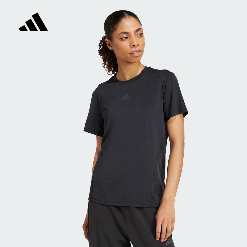 adidas阿迪达斯2025夏女速干凉感透气运动健身短袖圆领T恤 JZ6281