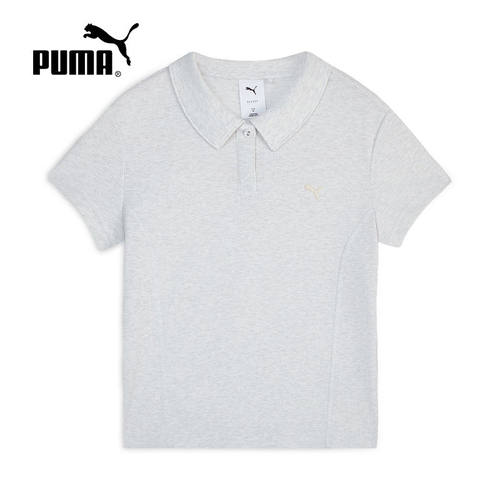 PUMA彪马秋季新款华夫格复古休闲女款t恤透气短袖polo衫638587-05