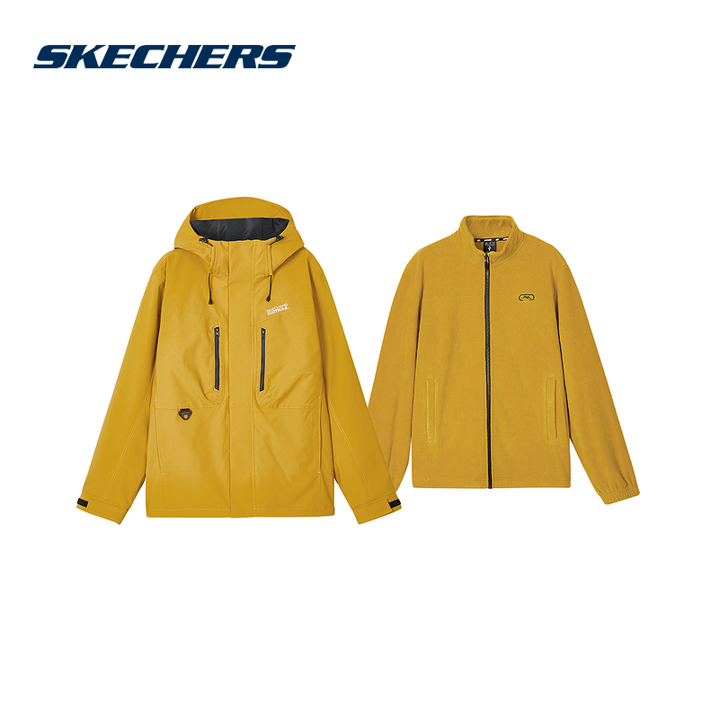 Skechers斯凯奇秋季男摇粒绒保暖针织外套+梭织外套L324M148-0488