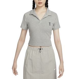 NIKE耐克短袖女2025夏季训练运动休闲露脐高腰短款t恤 HJ6852-063