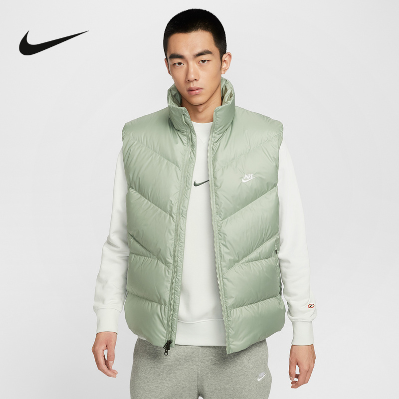 耐克男子宽松羽绒服马甲冬季新款防泼水保暖叠搭夹克HV2721-370