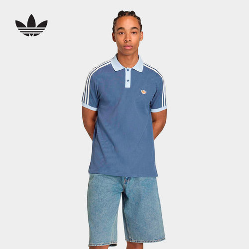 adidas阿迪达斯三叶草男运动短袖POLO衫华夫格针织休闲T恤 KX1230