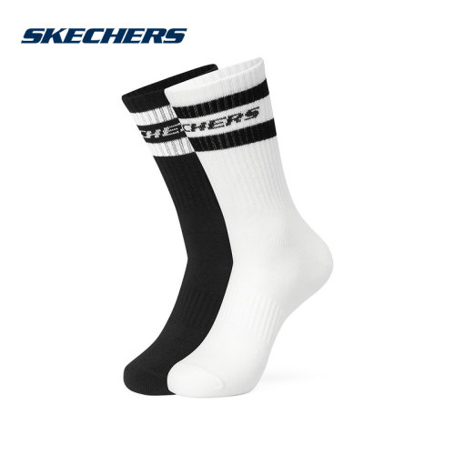 Skechers斯凯奇男女中筒袜舒适透气休闲袜两双装 L323U062/030G