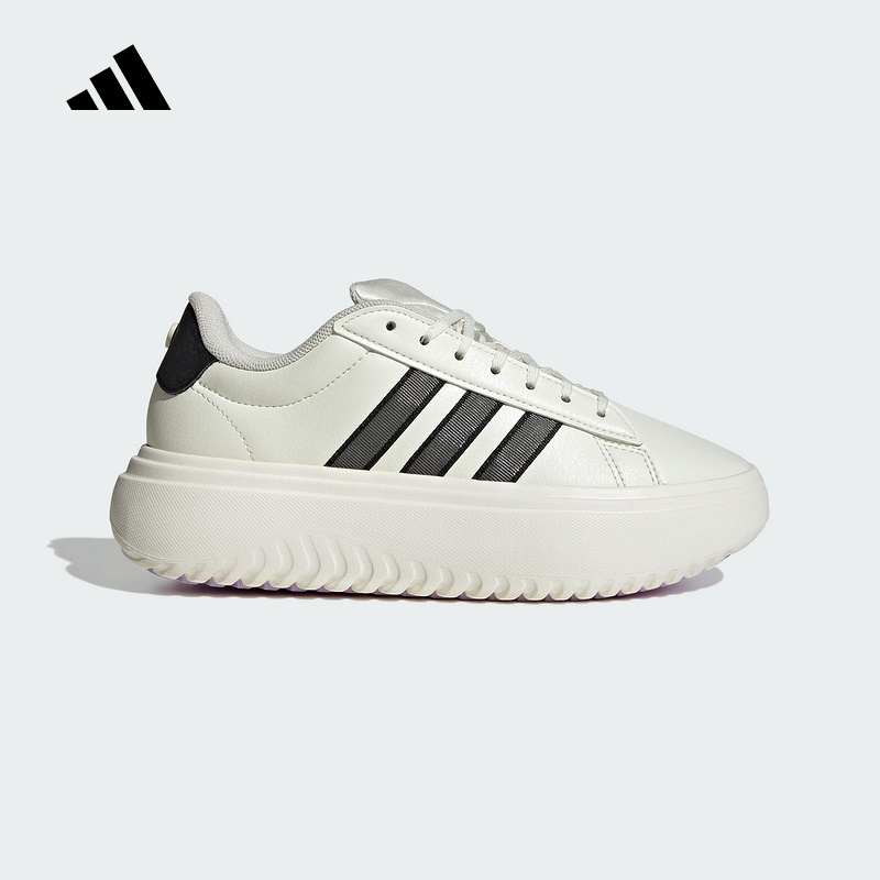 adidas阿迪达斯网球厚底板鞋2025秋女GRAND COURT小白鞋 JS1832