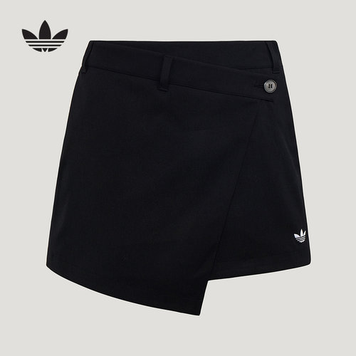 adidas阿迪达斯三叶草2026夏女A字短裙时尚三条纹半身裙裤 KU4775