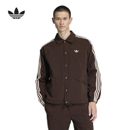 adidas阿迪达斯三叶草三条纹按钮衬衫风外套春男梭织夹克 KE3595