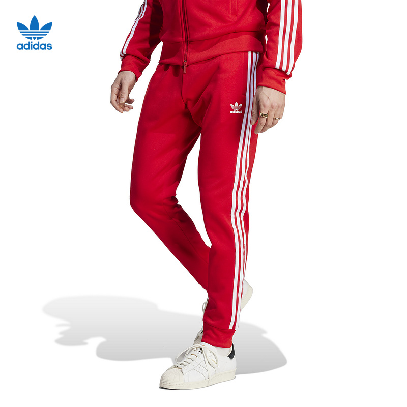 阿迪达斯三条纹宽松透气长裤