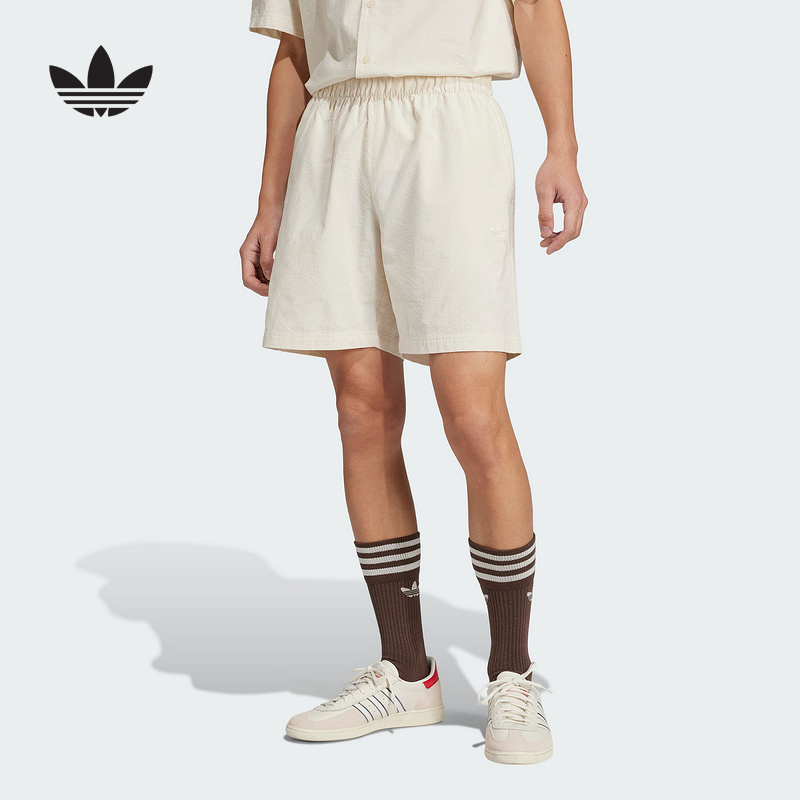 adidas阿迪达斯三叶草泡泡纱五分裤中裤2025夏男针织短裤 JD2461