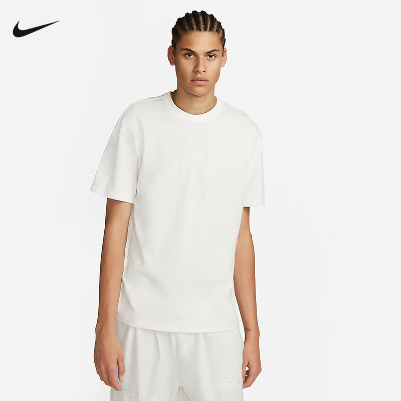 Nike耐克男子宽松透气棉质T恤夏季刺绣厚实短袖针织衫DO7393-133