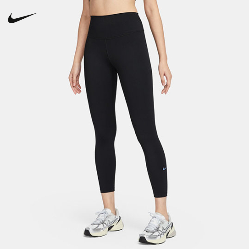 耐克女子紧身裤NIKE ONE 速干高腰九分裤普拉提瑜伽裤FN3233-010