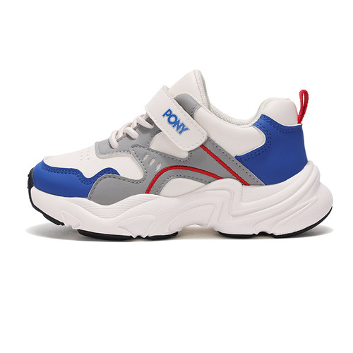 PONY男女童新款复古老爹鞋白蓝色舒适休闲运动鞋233K1MD52BL