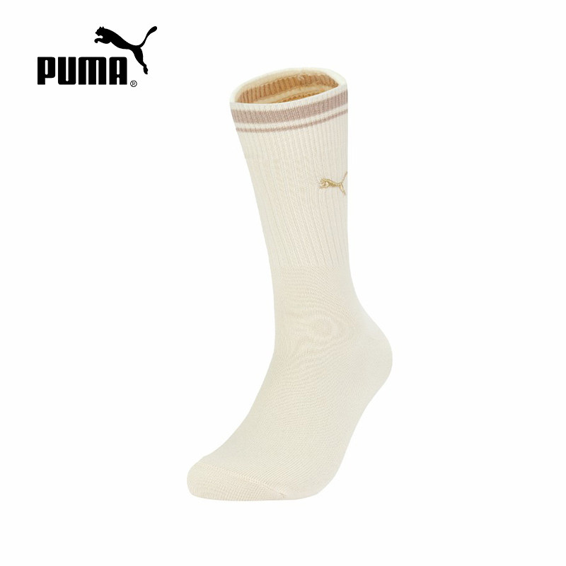 PUMA彪马春季男袜女袜复古条纹休闲运动透气弹力中筒袜947749-04