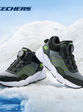 斯凯奇儿童绒靴男童旋钮鞋秋冬保暖休闲防滑棉鞋 405291L/CBLM