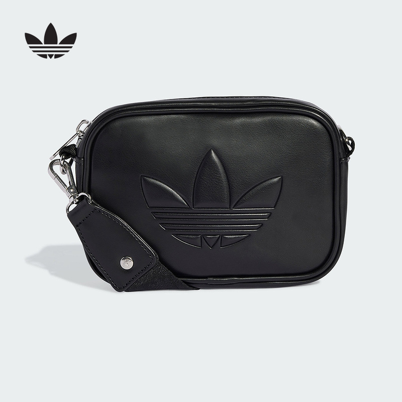 adidas阿迪达斯夏季新款男女时尚方形单肩包黑色便携斜挎包KB