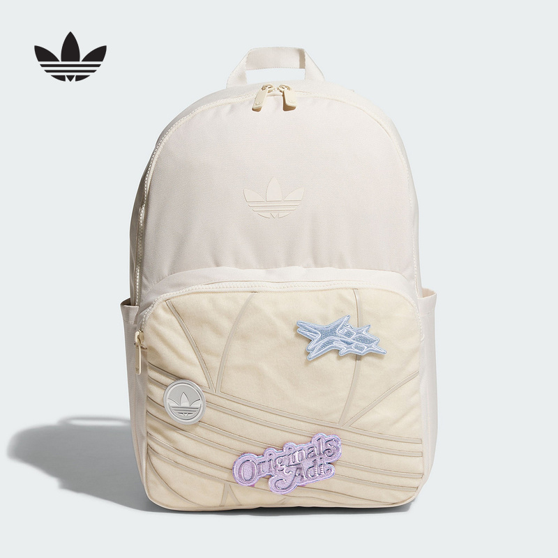 adidas阿迪达斯可拆卸魔术贴电脑包2025夏三叶草男女双肩包