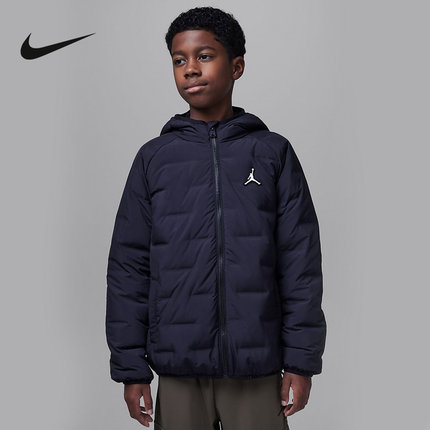 NIKE耐克2025冬季新款男童无缝绗缝羽绒服保暖加绒夹克HQ7152-010